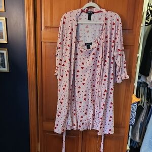 Rene Rofe Red and White Robe Intimates Sleepwear